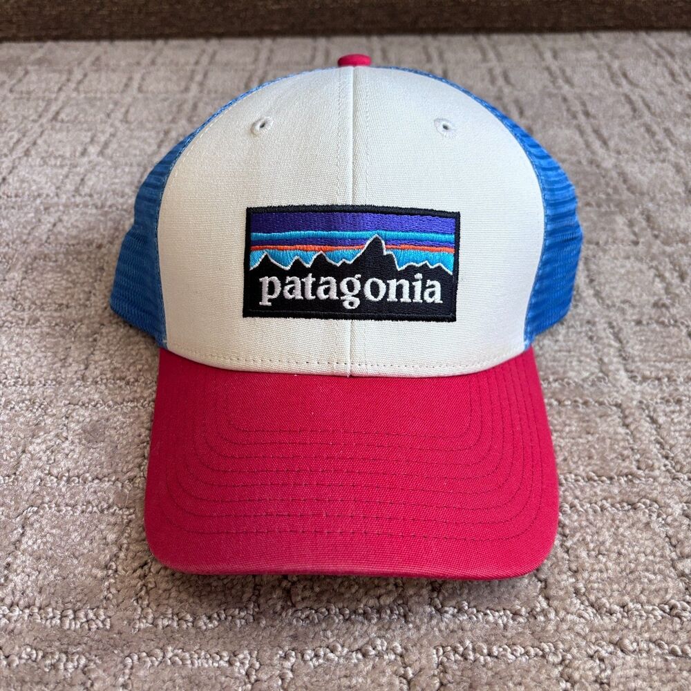 Patagonia Snap Back Trucker Hat Unisex Red White & Blue Mesh Adjustable Hike